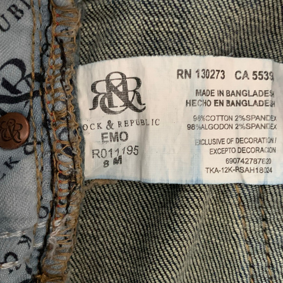 Rock & Republic Jeans Women Size 8 Emo Skinny Straight Embossed Mid-Rise Stretch - Picture 5 of 9